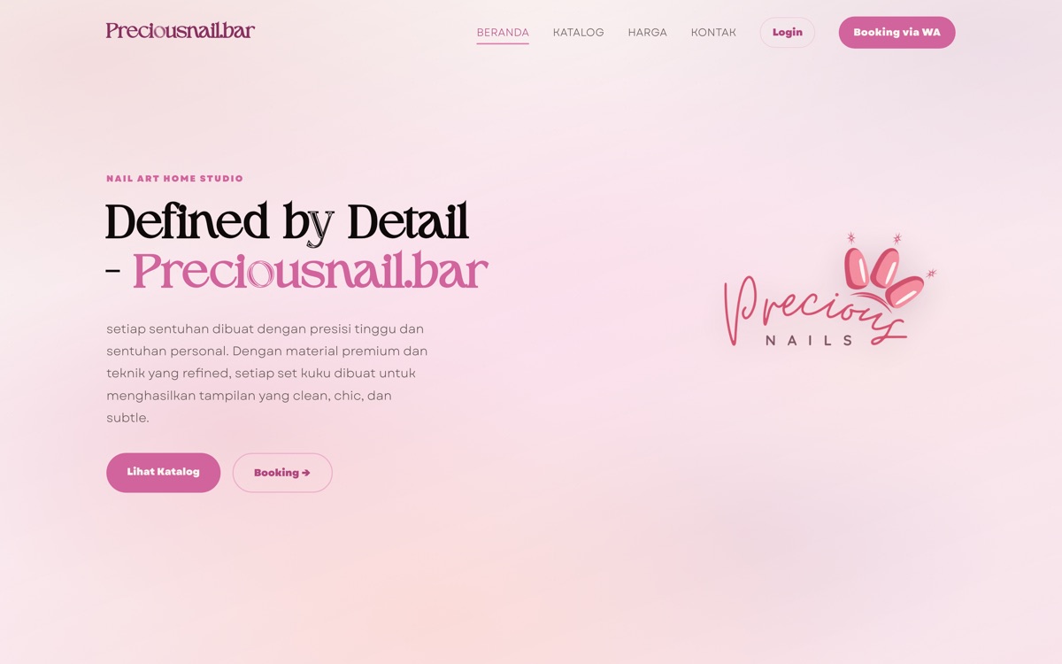 Precious Nail Bar homepage